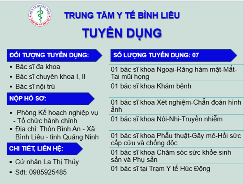 THÔNG BÁO TUYỂN DỤNG BÁC SĨ